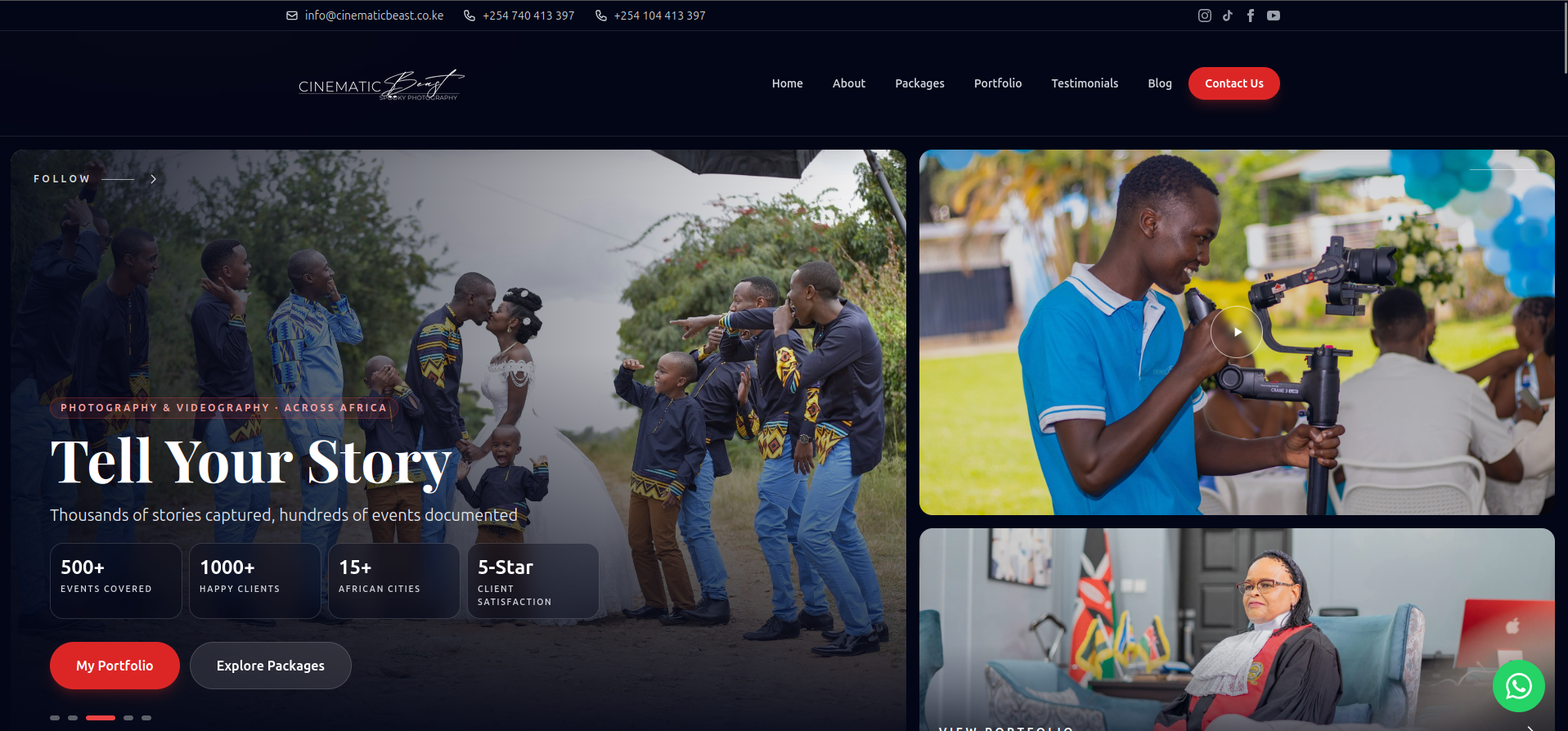 Screenshot of the Cinematic Beast Creative Portfolio Platform website