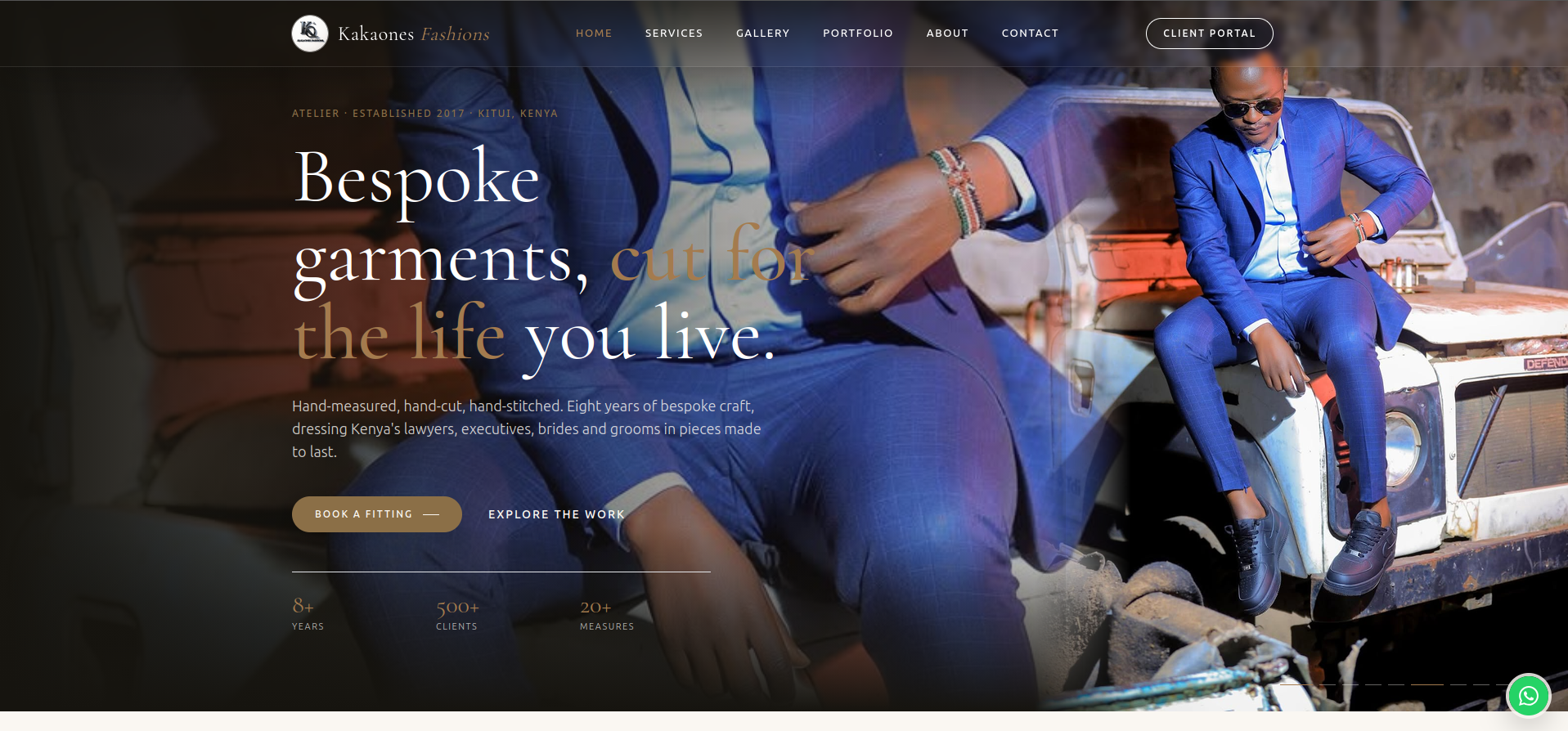 Screenshot of the Kakaones Fashions Bespoke Tailoring Platform website