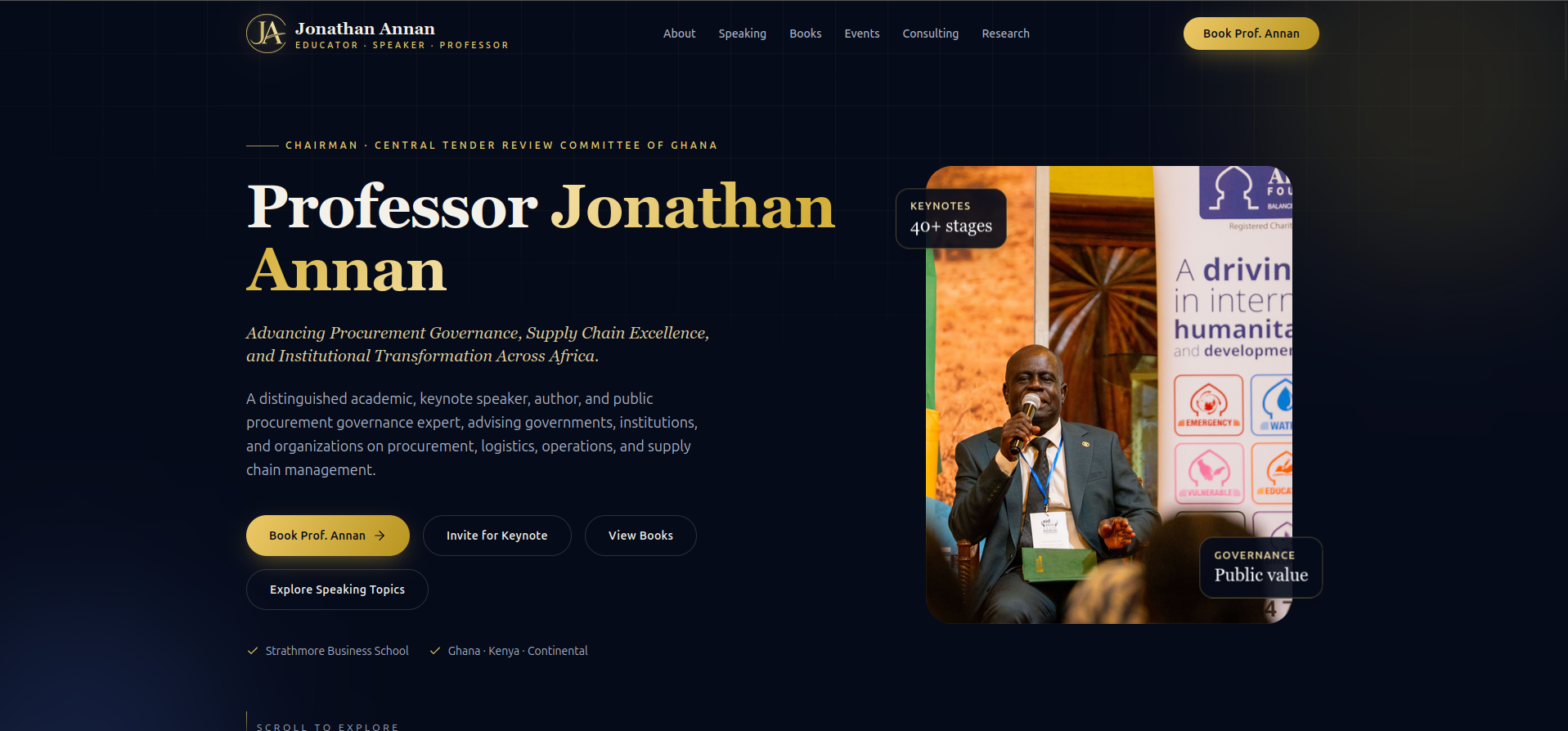 Screenshot of the Professor Jonathan Annan Professional Website website
