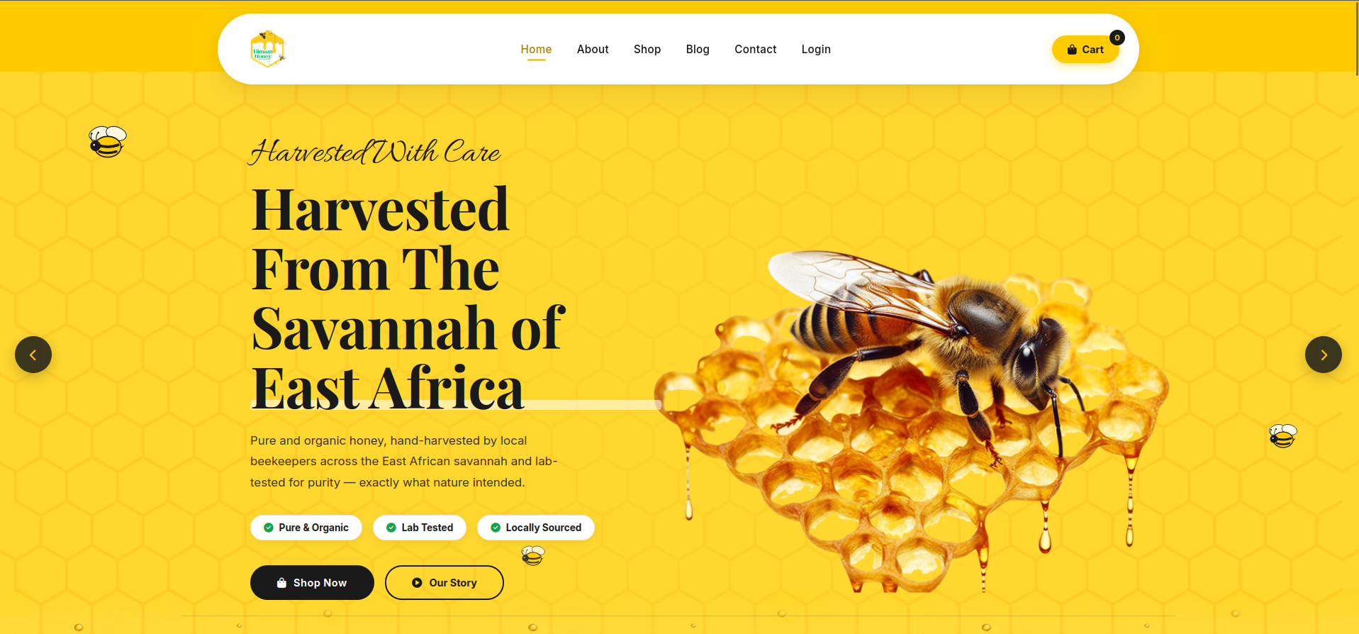 Screenshot of the Tiimam Honey E-Commerce Platform website